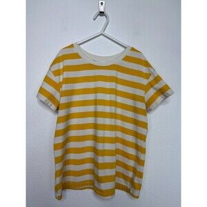 Cat & Jack Large Large Striped T-Shirt Yellow Cream Crop Crewneck Short Sleeve